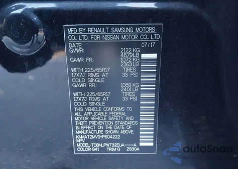 2017 Nissan Rogue S z USA, uszkodzony, nr VIN KNMAT2MV1HP604222